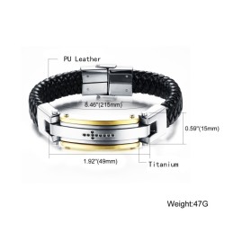 Herren Titan Leder Kreuz Armband C918