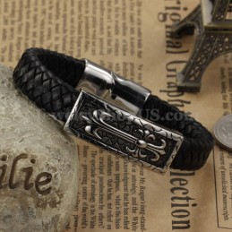 Exquisites Herren-Titan-Lederarmband C896