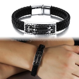 Exquisites Herren-Titan-Lederarmband C896