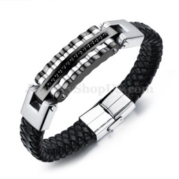 Anmutiges Herren-Titan-Lederarmband C993