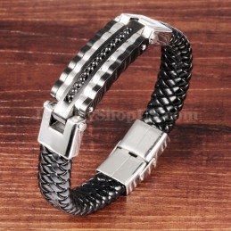 Anmutiges Herren-Titan-Lederarmband C993