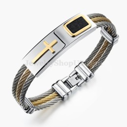 Herren-Kreuzarmband Aus Titan Und Gold C785