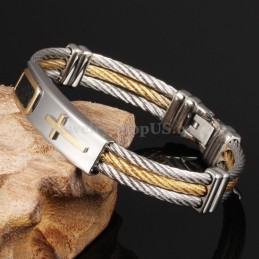 Herren-Kreuzarmband Aus Titan Und Gold C785
