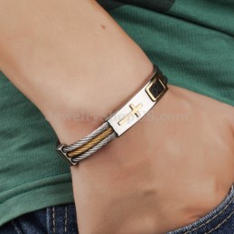 Herren-Kreuzarmband Aus Titan Und Gold C785