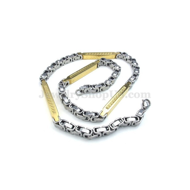 Silber Gold Herren Titan Halskette Kette Silber Gold Herren Titan Halskette Kette