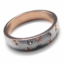 4 Mm Großer Court-Band-Ring Aus Titan Mit Diamanten Und Goldeinlage
