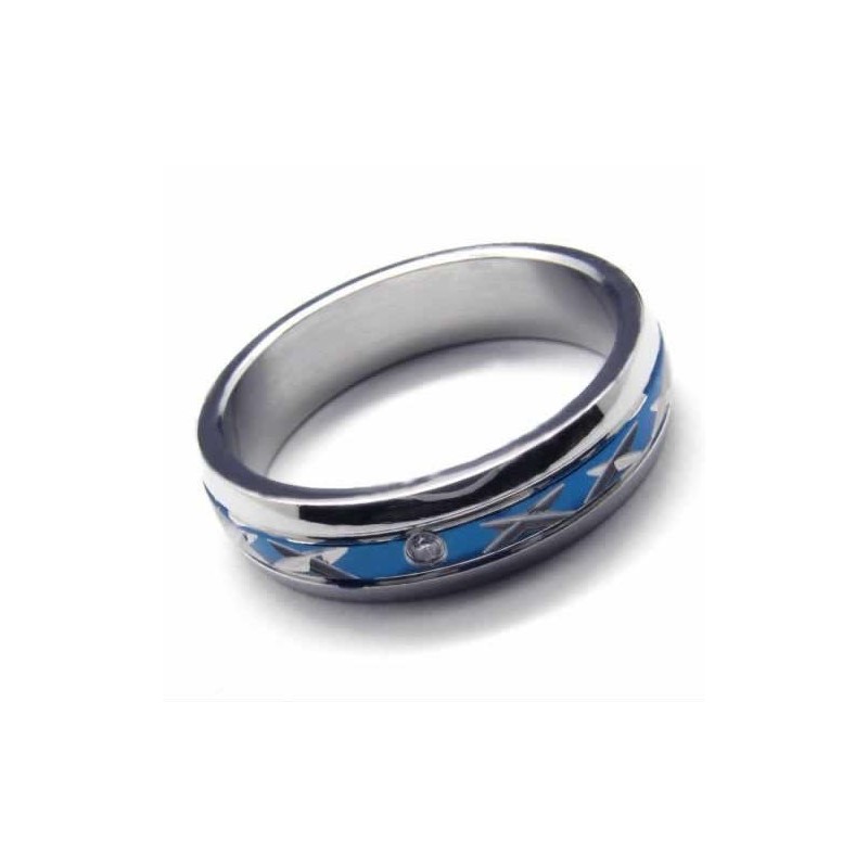 Diamantbesetzter 5-Mm-Ring Aus Blauem Titan Mit Intarsien Diamantbesetzter 5-Mm-Ring Aus Blauem Titan Mit Intarsien