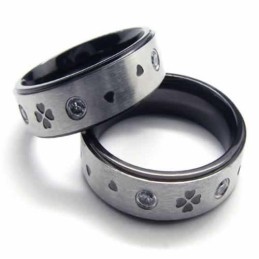 Vierblättriger Kleeblatt-Ring Mit Diamanten, 6 Mm, Titan-Einlage