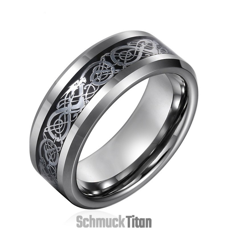 Herrenmode Persönlichkeit Wolframringe Mit Drachenmuster