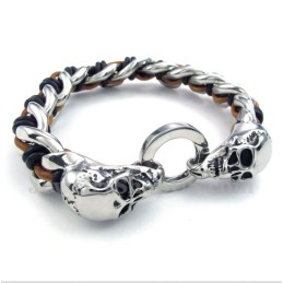 Herren Titan Totenkopf Lederarmband