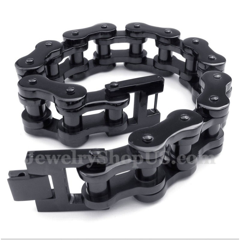 Herren-Fahrradkettenarmband Aus Titan In Schwarz Herren-Fahrradkettenarmband Aus Titan In Schwarz