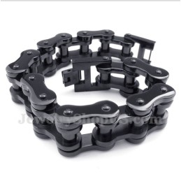 Herren-Fahrradkettenarmband Aus Titan In Schwarz