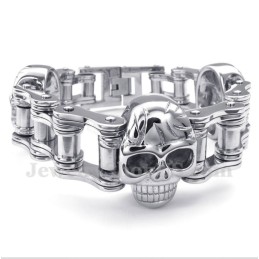 Herren-Titan-Fahrradketten-Totenkopfarmband