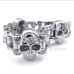 Herren-Titan-Fahrradketten-Totenkopfarmband