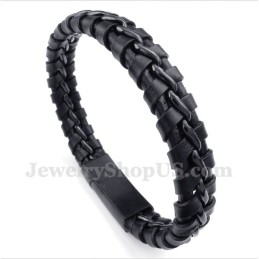 Herrenarmband Aus Titan Und Schwarzem Leder