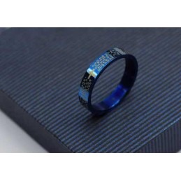 Bibelkreuz Herrenring Aus Blauem Titan, 4 Mm