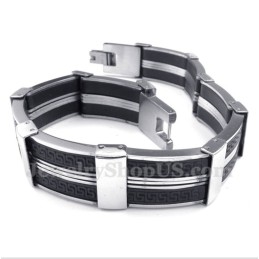 Herrenarmband Aus Titankautschuk Mit Griechischem Mäandermuster