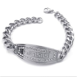 Herrenarmband Aus Titan Mit Griechischem Mäandermuster Und Diamanten