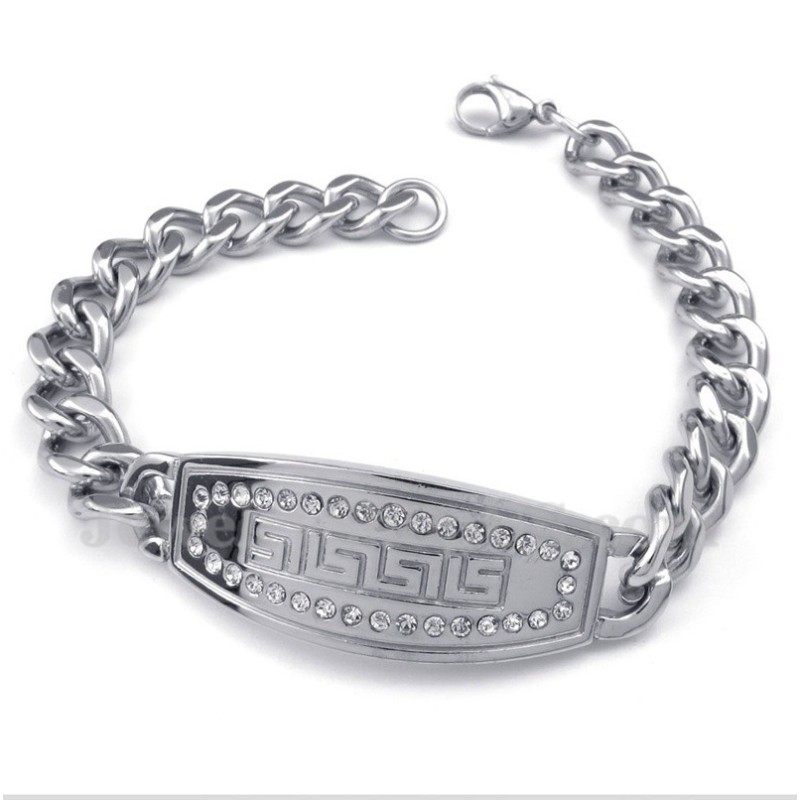 Herrenarmband Aus Titan Mit Griechischem Mäandermuster Und Diamanten Herrenarmband Aus Titan Mit Griechischem Mäandermuster Und Diamanten
