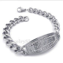 Herrenarmband Aus Titan Mit Griechischem Mäandermuster Und Diamanten