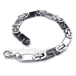 Herrenarmband Aus Titan Mit Griechischem Mäandermuster, Schwarz