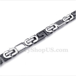 Herrenarmband Aus Titan Mit Griechischem Mäandermuster, Schwarz
