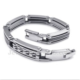 Herrenarmband Aus Titan Mit Griechischem Mäandermuster, Schwarz