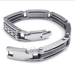 Herrenarmband Aus Titan Mit Griechischem Mäandermuster, Schwarz