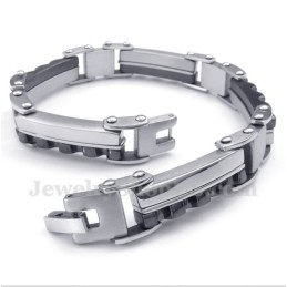 Herrenarmband Aus Schwarzem Titan Mit Gezackter Kante