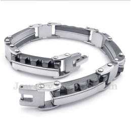 Herrenarmband Aus Schwarzem Titan Mit Gezackter Kante