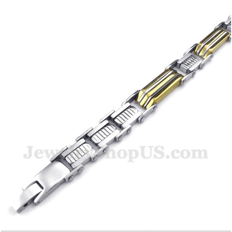 Trapezarmband Aus Titan Und Gold Für Herren Trapezarmband Aus Titan Und Gold Für Herren