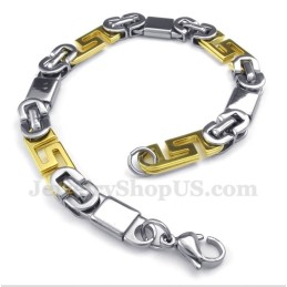 Herrenarmband Aus Titan Und Gold Mit Griechischem Mäandermuster