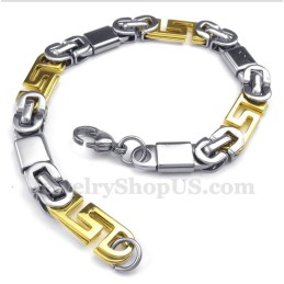 Herrenarmband Aus Titan Und Gold Mit Griechischem Mäandermuster