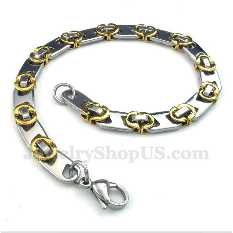 Herren-Armband Aus Titan Und Gold Mit Halbmond Herren-Armband Aus Titan Und Gold Mit Halbmond