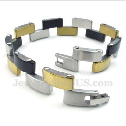 Herrenarmband Aus Titan Und Gold In Schwarz