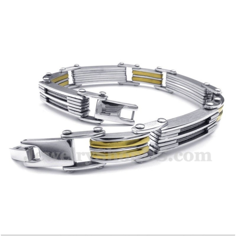 Herren-Armband Aus Titan Und Gold Herren-Armband Aus Titan Und Gold