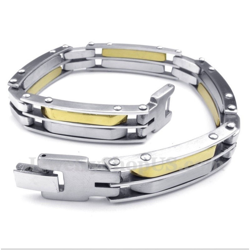 Herren-Kabelarmband Aus Titan Und Gold Herren-Kabelarmband Aus Titan Und Gold