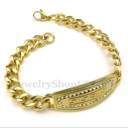 Herrenarmband Aus Titan Und Gold Mit Diamanten Im Griechischen Mäandermuster