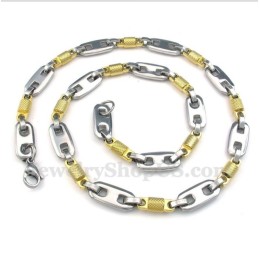 Herren-Zylinderhalskette Aus Titan Und Gold