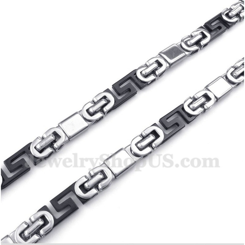 Herren-Halskette Aus Titan Mit Griechischem Mäandermuster In Schwarz Herren-Halskette Aus Titan Mit Griechischem Mäandermuster In Schwarz