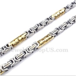 Herren-Zylinderhalskette Aus Titan Und Gold