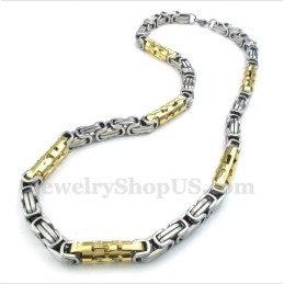 Herren-Zylinderhalskette Aus Titan Und Gold