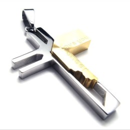 Ich Liebe Dich, Jesus-Kreuz, Titan-Anhänger (Golden)