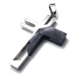 Ich Liebe Dich, Jesus-Kreuz-Anhänger Aus Titan (Schwarz)