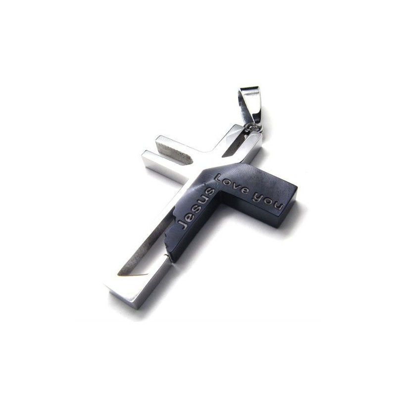 Ich Liebe Dich, Jesus-Kreuz-Anhänger Aus Titan (Schwarz) Ich Liebe Dich, Jesus-Kreuz-Anhänger Aus Titan (Schwarz)