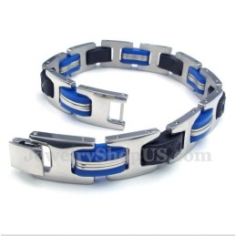 Herrenarmband Aus Titan Und Blau-Schwarzem Kautschuk