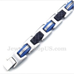 Herrenarmband Aus Titan Und Blau-Schwarzem Kautschuk