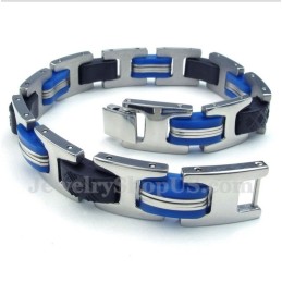 Herrenarmband Aus Titan Und Blau-Schwarzem Kautschuk