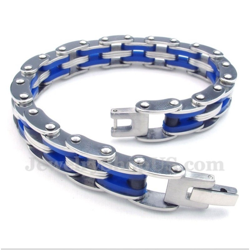 Herrenarmband Aus Titan Und Blauem Kautschuk Herrenarmband Aus Titan Und Blauem Kautschuk