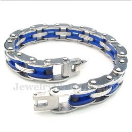 Herrenarmband Aus Titan Und Blauem Kautschuk